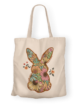 Torba bawełniana z nadrukiem królik w kwiatach