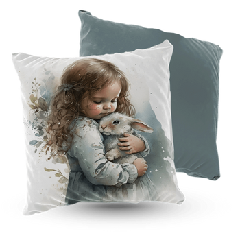 Poduszka welur dziewczynka z króliczkiem 40x40 cm cm