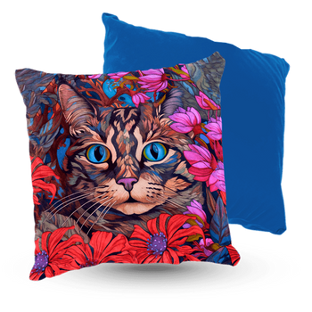 Poduszka welur kot w kolorach błękitek 40x40 cm