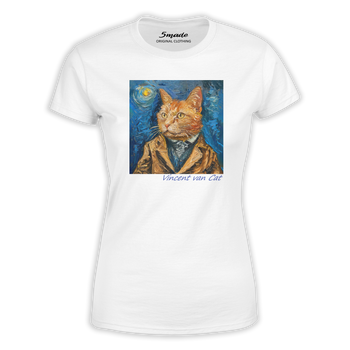 Koszulka damska z nadrukiem Vincent van Cat autoportret