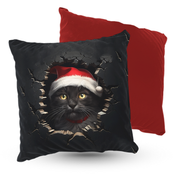 Poduszka kot w czapce Mikołaja 40x40 cm