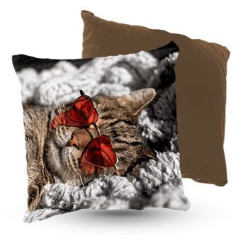 Poduszka welur kot w okularach 40x40 cm