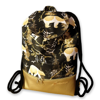 Plecak - worek z klapką niedźwiedzie mandala