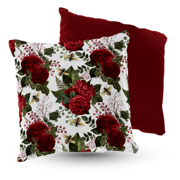 Poduszka welur róże i pszczoły 40x40 cm