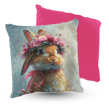 Poduszka welur króliczka z wiankiem na głowie 40X40 cm