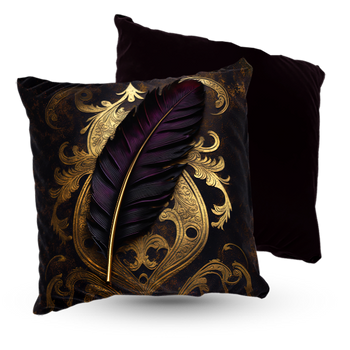 Poduszka welur pióro vintage 40x40 cm