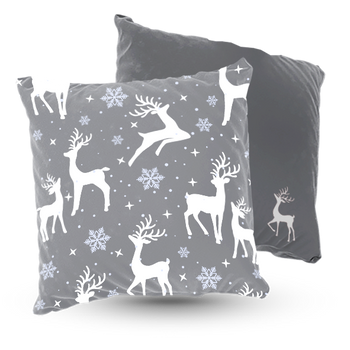 Poduszka welur jelenie i śnieżynki 40x40 cm