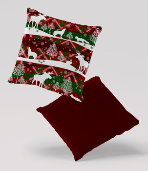 Poduszka welur wzór świąteczny 40x40 cm