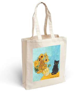 Torba bawełniana z nadrukiem Słoneczniki w wazonie Vincent van Cat