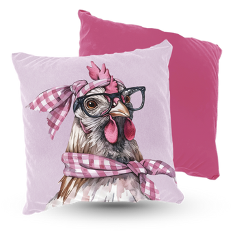 Poduszka welur stylowa kura 40x40 cm