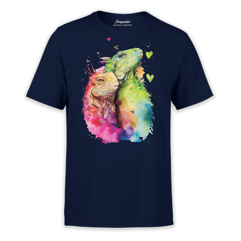 Koszulka granatowa z nadrukiem zakochane Iguany