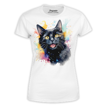 Koszulka damska wesoły czarny kot