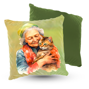 Poduszka welur 40x40 cm Babcia kociara