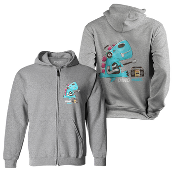Bluza dziecięca rozpinana z kapturem muzykalny dinozaur