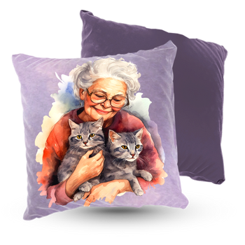 Poduszka welur 40x40 cm Babcia kociara