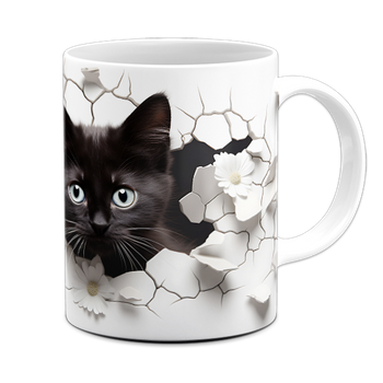 Kubek ceramiczny czarny kotek