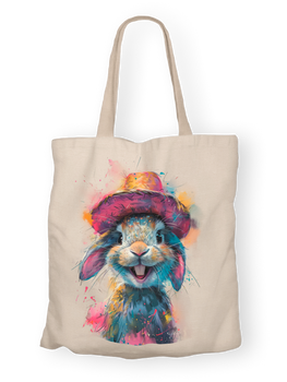 Torba bawełniana z nadrukiem królik w kapeluszu