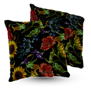 Poduszka welur polne kwiaty 40x40 cm
