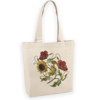 Torba bawełniana z nadrukiem słoneczniki i maki