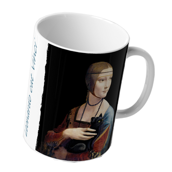 Kubek ceramiczny Dama z kotkiem Leonardo cat Vinci