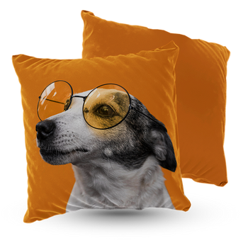 Poduszka welur pies Jack Russell Terrier w okularach 40x40 cm