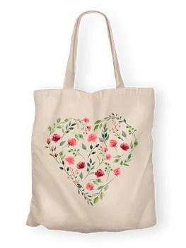 Torba bawełniana z nadrukiem serce z polnych kwiatów