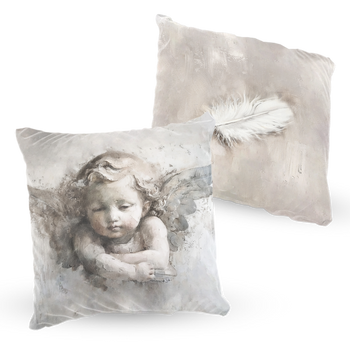 Poduszka welur anioł i piórko 40x40 cm