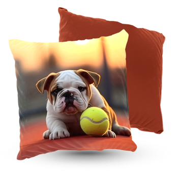Poduszka pies Buldog na korcie tenisowym 40x40 cm