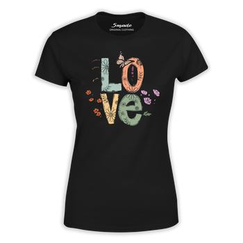 Koszulka z napisem LOVE i polnymi kwiatami