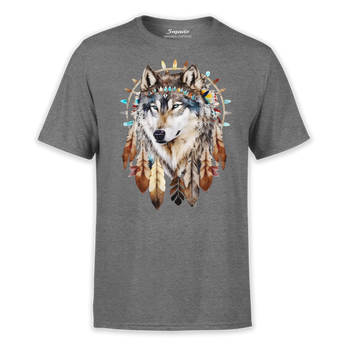 Koszulka z nadrukiem wilk boho