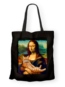 Torba bawełniana z nadrukiem Mona Lisa z kotem