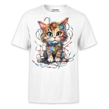 Koszulkaz nadrukiem kot - świąteczny pomocnik