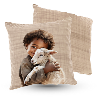 Poduszka welur chłopiec z barankiem 40x40 cm