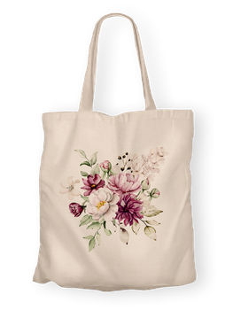 Torba bawełniana z nadrukiem kwiatów piwonii