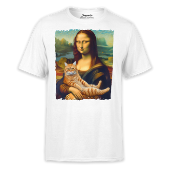 Koszulka z nadrukiem Mona Lisa z kotem