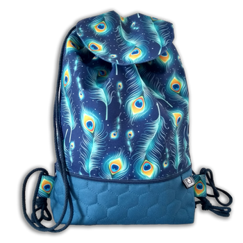 Plecak - worek z klapką pawie pióra