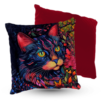 Poduszka welur kotka w kolorach tęczowa piękność 40x40 cm